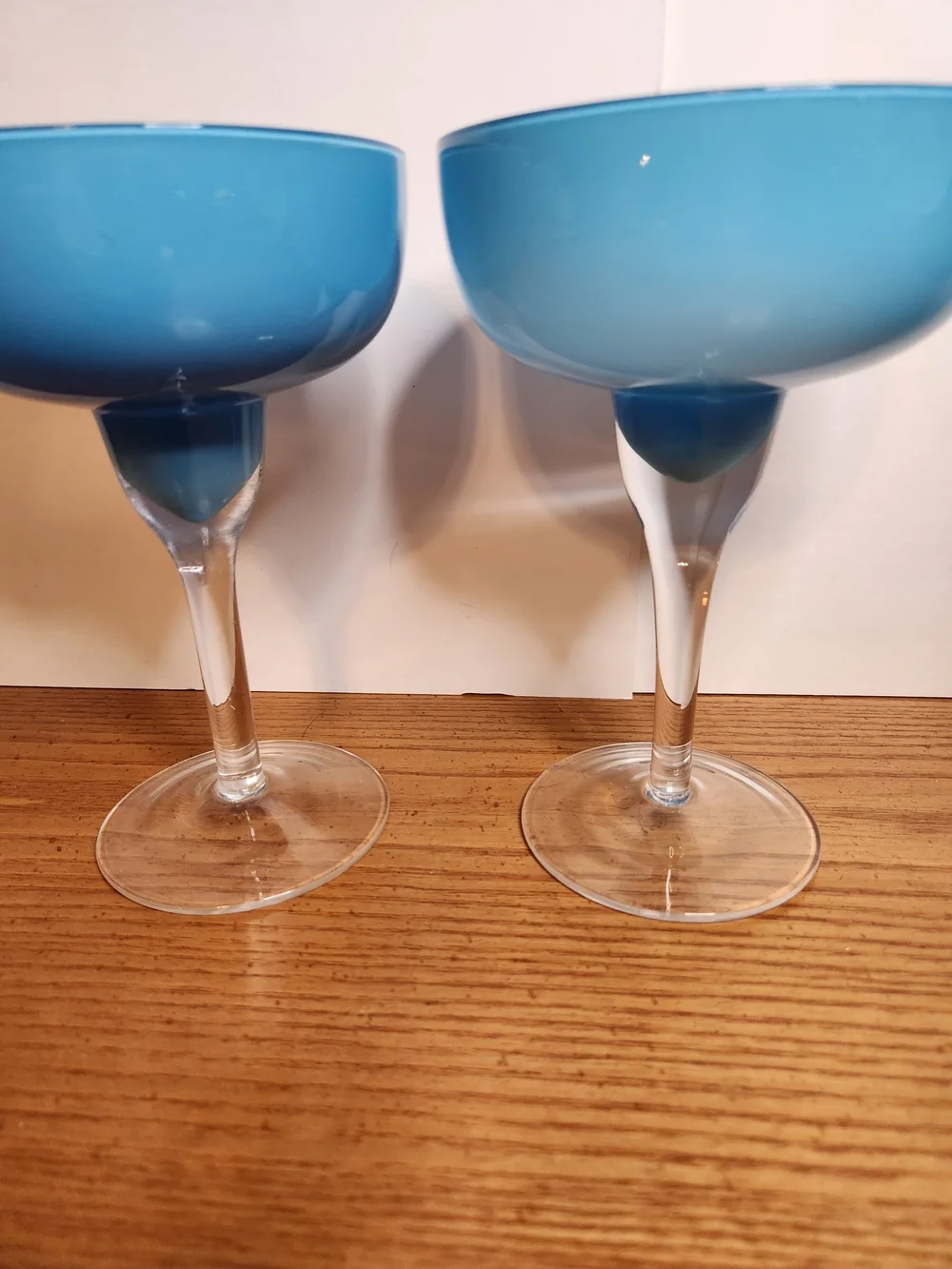 Crate&Barrel Blue and Lime Margarita Glasses